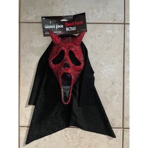 SCREAM RED RHINESTONES DEVIL BLING GHOST FACE MASK HALLOWEEN COSTUME NEW